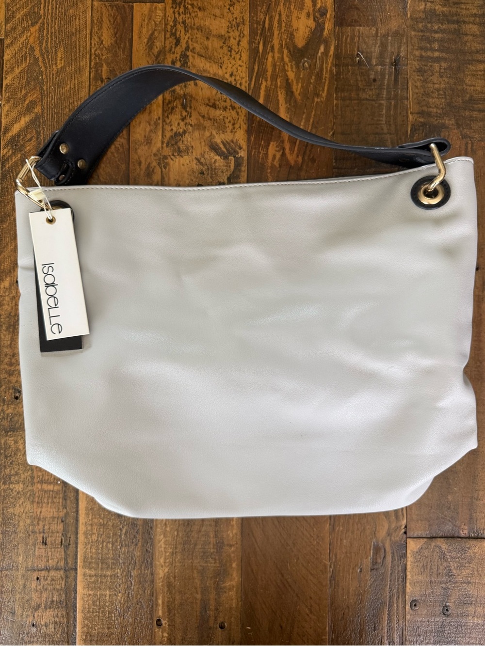 Isabelle Light Gray Vegan Leather Hobo Shoulder Bag NWT